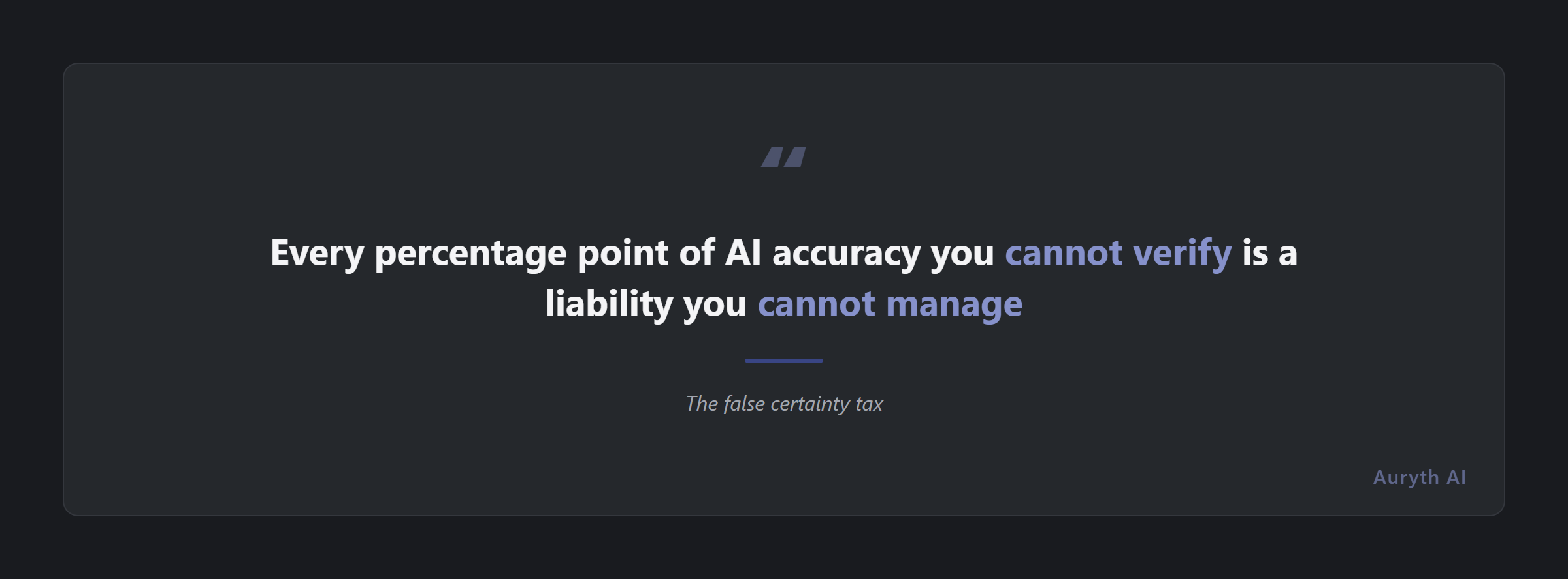 The false certainty tax: every percentage point of AI accuracy you cannot verify is a liability you cannot manage